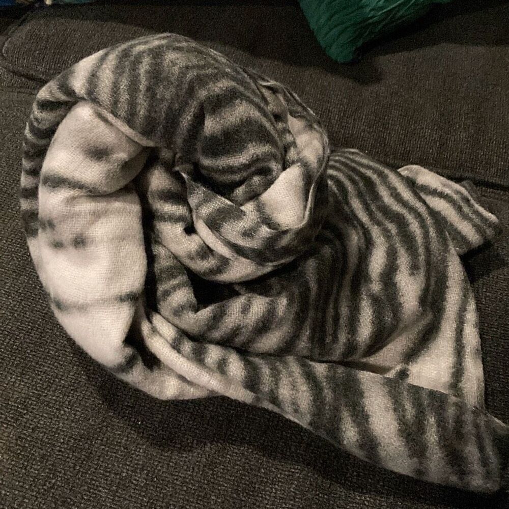Soft Gray Print Scarf - Picture 4 of 4